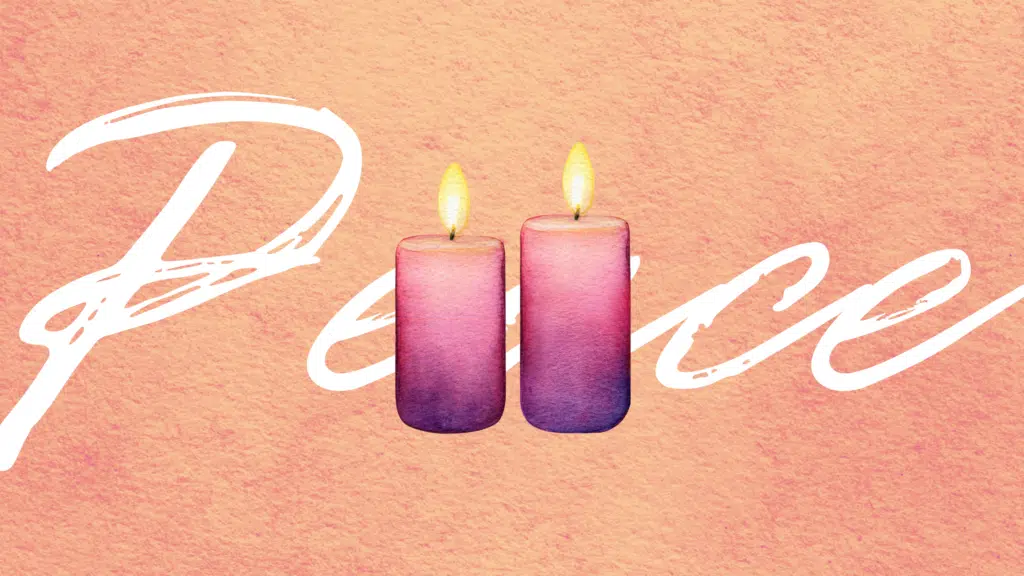 Two candles representing the peace of advent during the second week in december