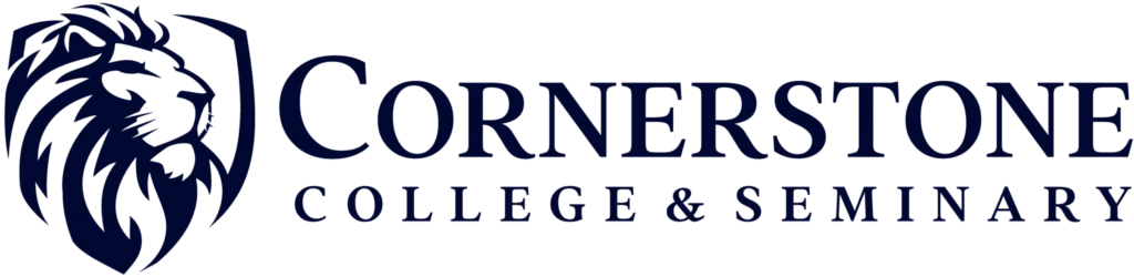 Cornerstone College & Seminary logo with a stylized navy lion head emblem on the left and the words 'Cornerstone College & Seminary' in navy serif type. Why Reading the Bible with Purpose Matters for Your Spiritual Growth  